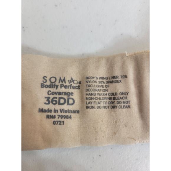 Soma Underwire Bra Tan Modify Perfect Coverage Women's Size 36DD - Picture 3 of 6